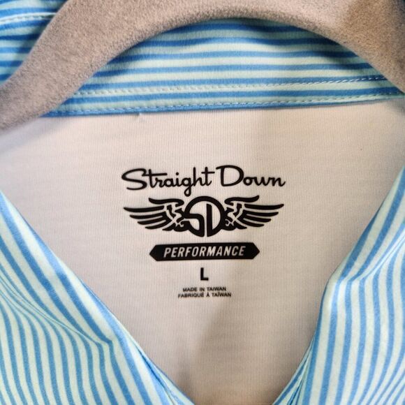 Straight Down Shirt Mens L Blue Striped Golf Performance Polo Ultralightweight - Picture 8 of 12
